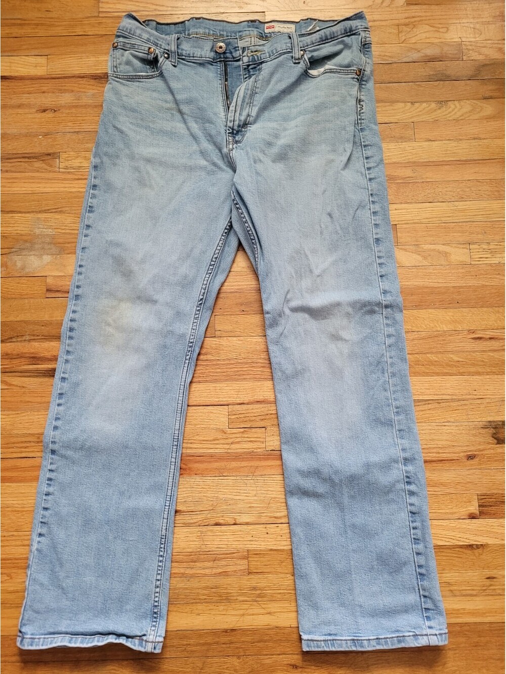Wrangler Jeans Mens 36x32 Blue Light Wash Relaxed Fit Bootcut Stretch Denim